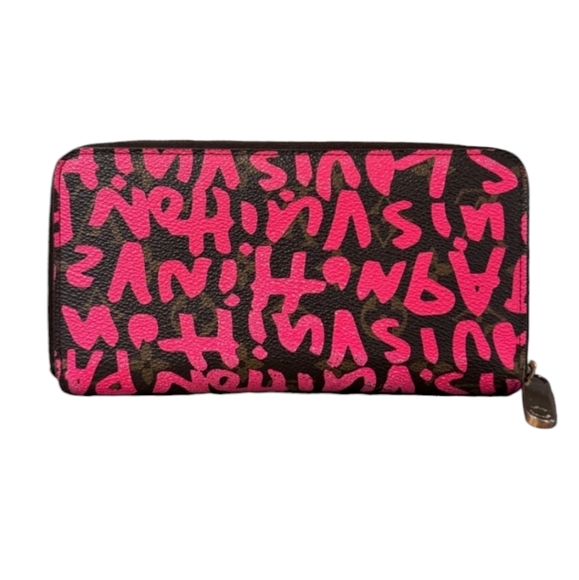 Louis Vuitton Accessories - Louis Vuitton Sprouse Pink Monogram Graffiti Zippy Wallet Long Zip